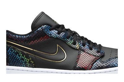 Pre-owned Jordan Air  Air  1 Low 'multi Snakeskin' Cw5580-001 Women's Shoes In Black/metallic Gold/multi/white