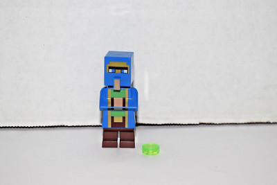 New Lego Minecraft Wandering Trader Minifigure Villager Emerald Blue 21167  Y2