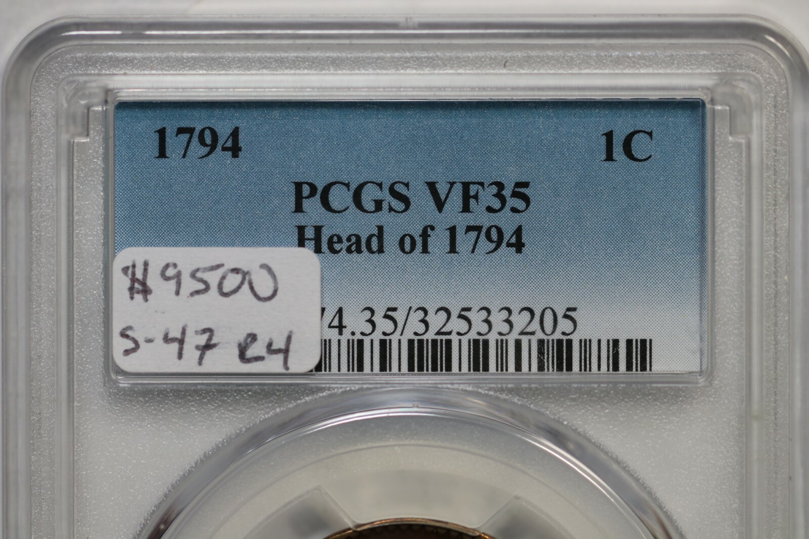 1794 S-47 R-4 PCGS VF 35 Head of '94 Liberty Cap Large Cent Coin 1c