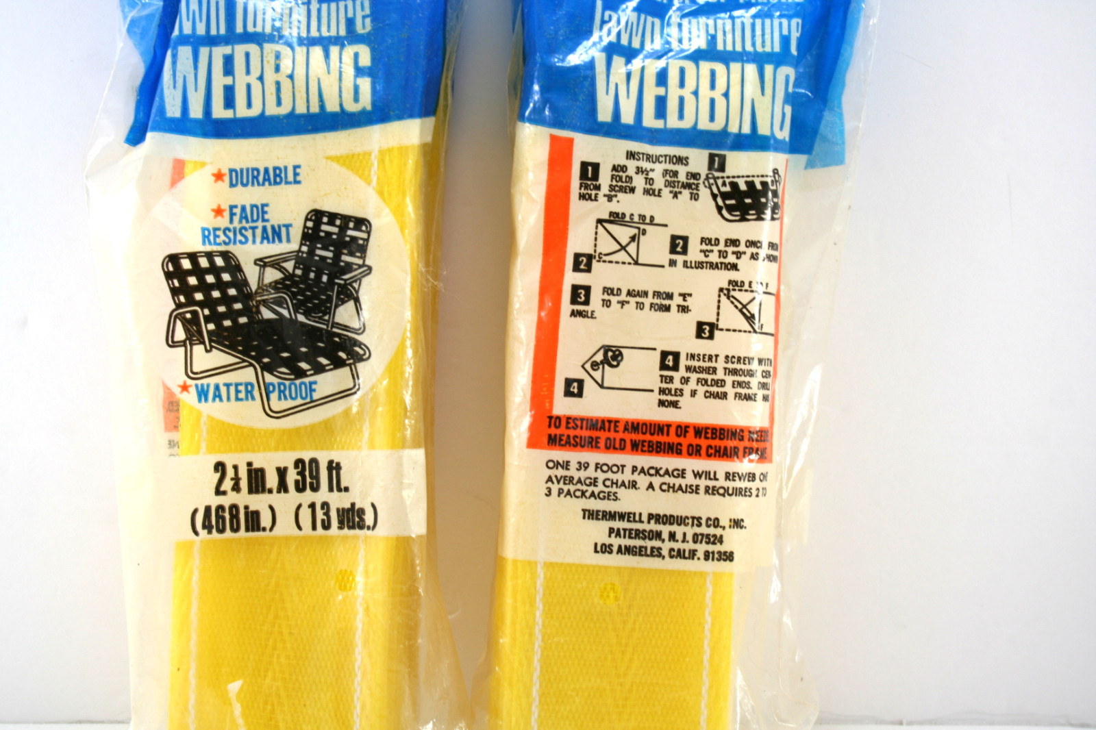 2 Packs Frost King Lawn Furniture Webbing Yellow 2.5