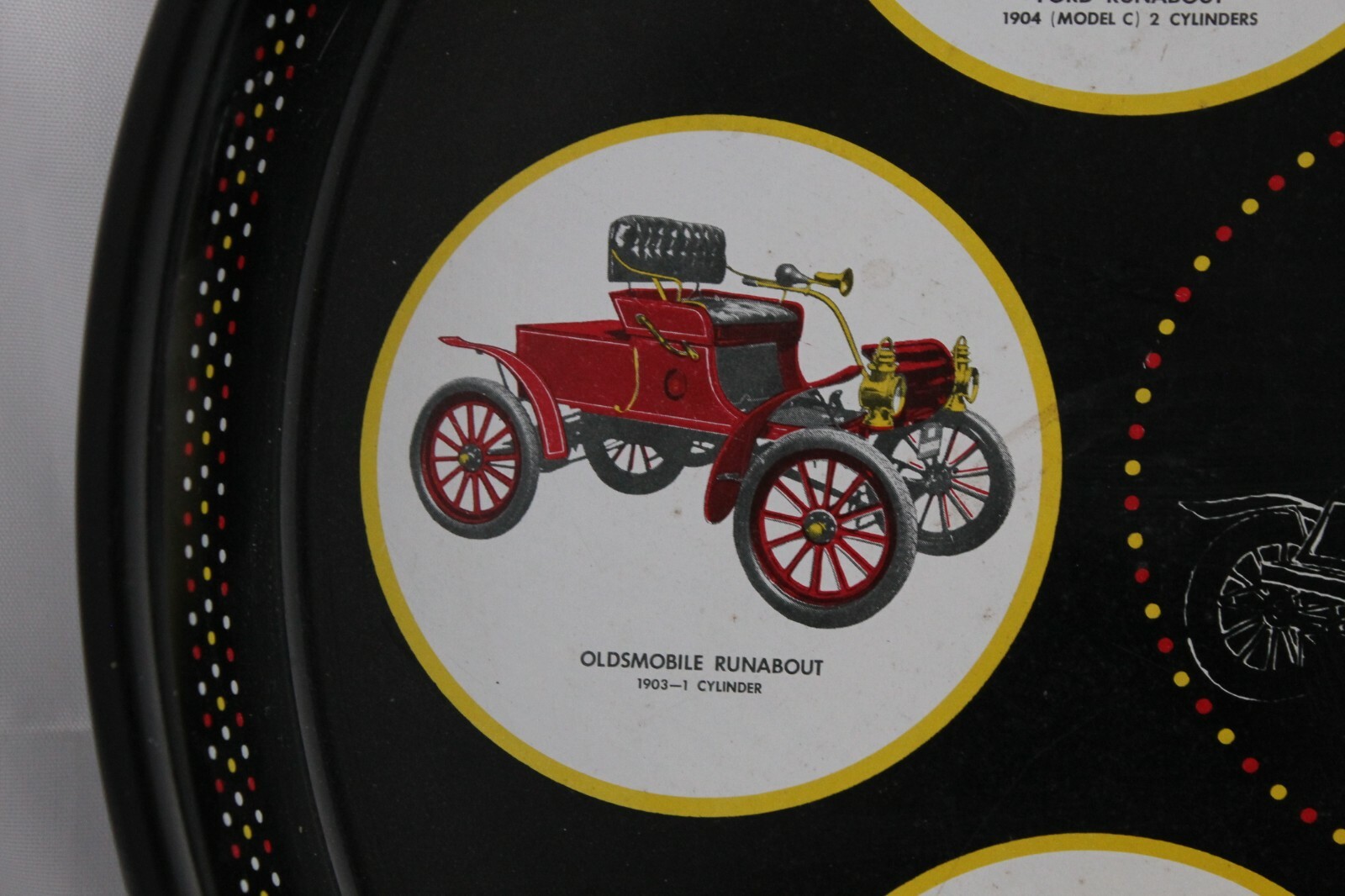 Antique Cars Tole Tray Automobiles Ford Olds Pope Roadster Stevens Duryea Mercer