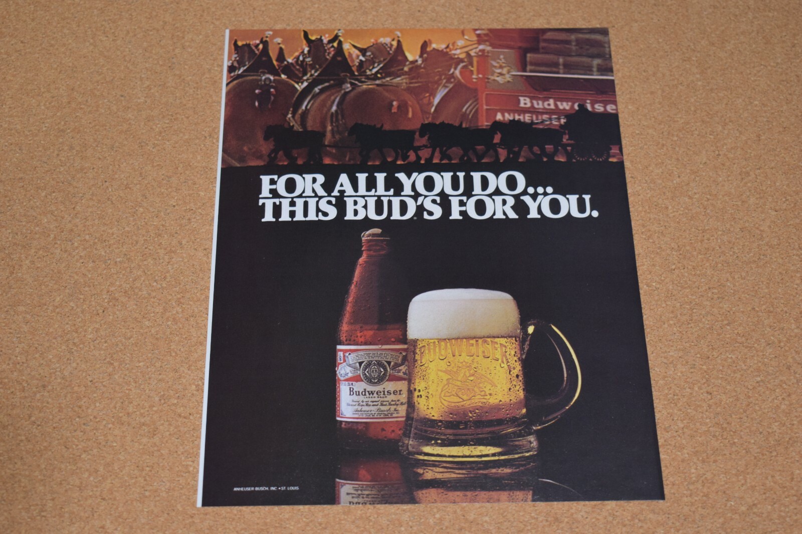 1980 Vintage Print Ad For all you do this Bud's for you