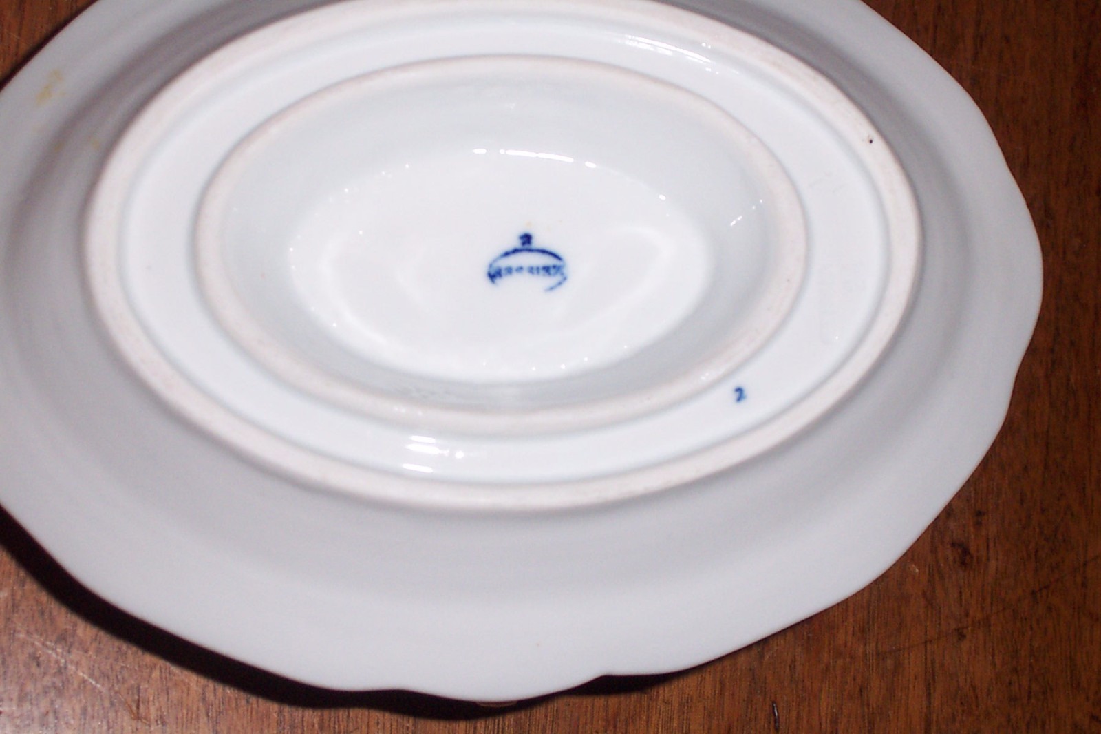 Meissen Blue Onion China Gravy or Sauce Boat with attached Under plate 2 Handles