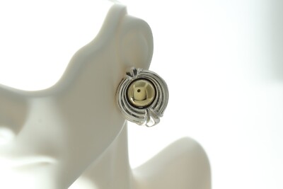 LAGOS Caviar Vintage Sterling Silver & 18KT Two-Tone Modern Edge Disc Earrings!