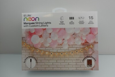 Neon Marquee String Lights with Custom Letters 15 Rectangles Battery Pack - New