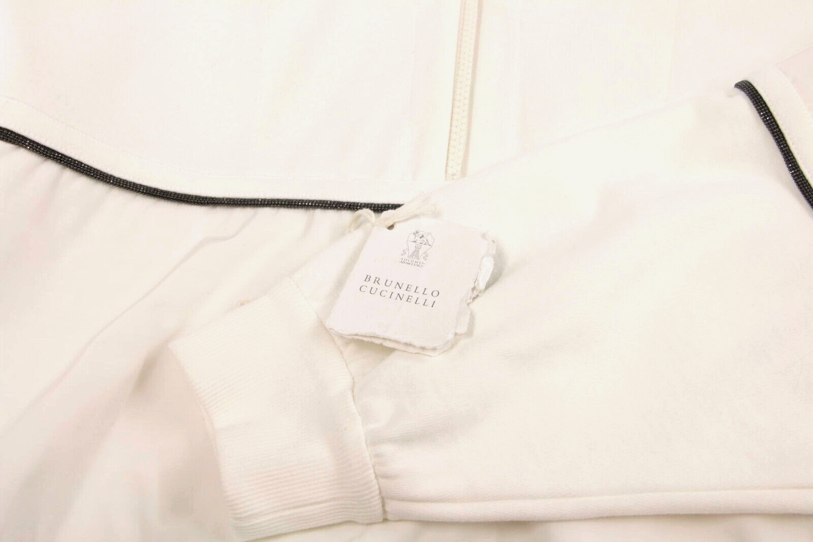 Pre-owned Brunello Cucinelli $3395  Women's Hoodie With Sparkling Monili Beading M W242 In White