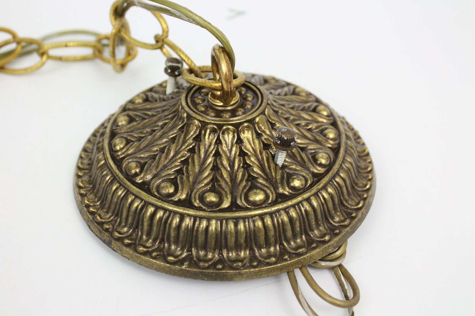 Ornate Vintage Brass Hanging Ceiling Light Pendant Chandelier Fixture 21.5
