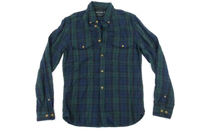 FRENCH CONNECTION PLAID CHECK GREEN BLUE SMALL REGULAR BUTTON FRONT SHIRT NEW