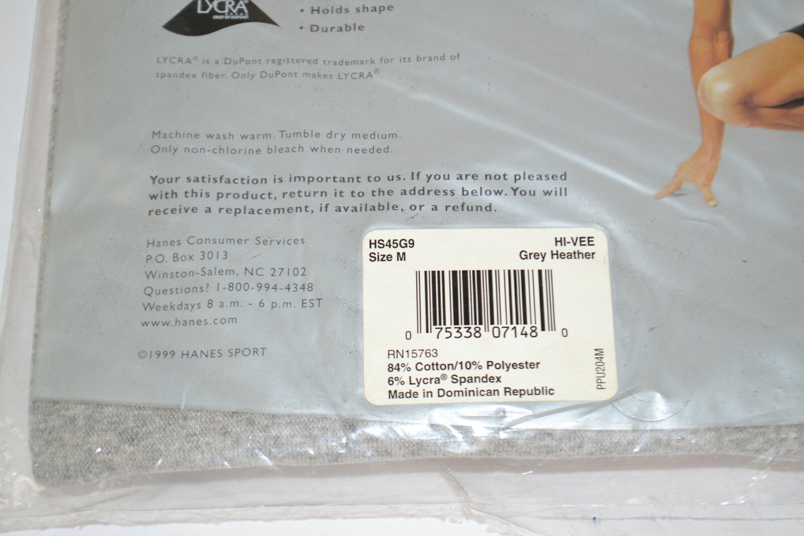 Vtg 1999 Hanes Sport Men's Hi-Vee T-Shirt, V-Neck Gray MEDIUM 38-40