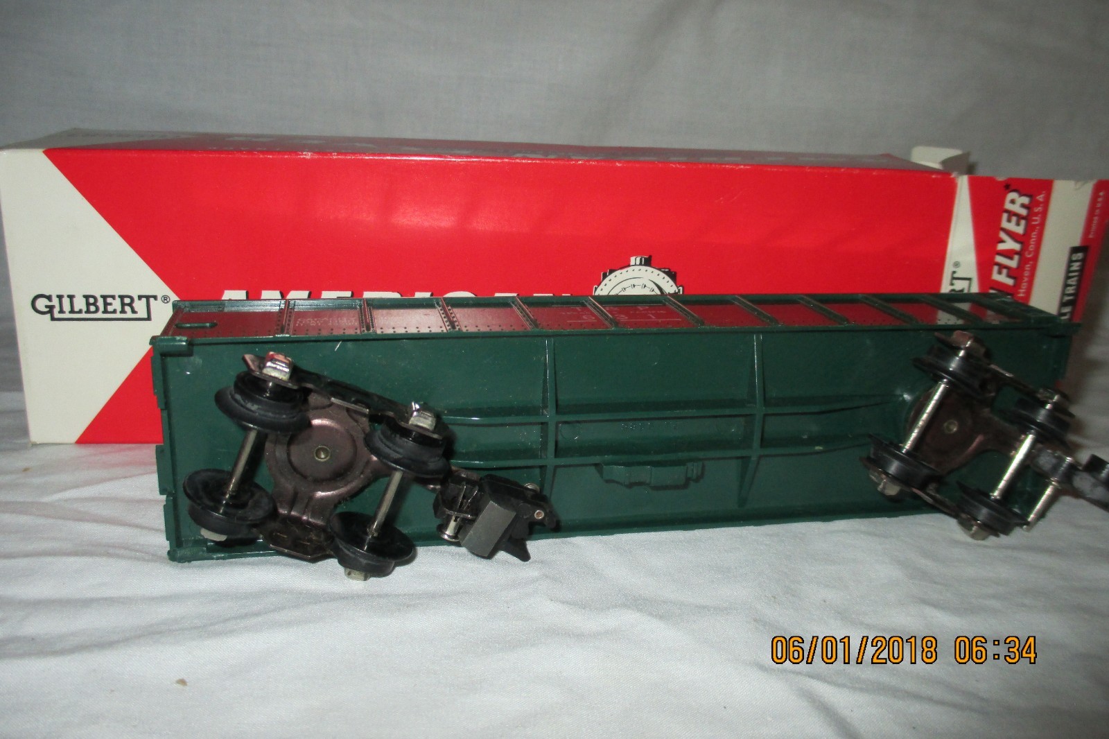 Vtg S Scale Gilbert American Flyer T & P 631 Gondola,Green,w / Box