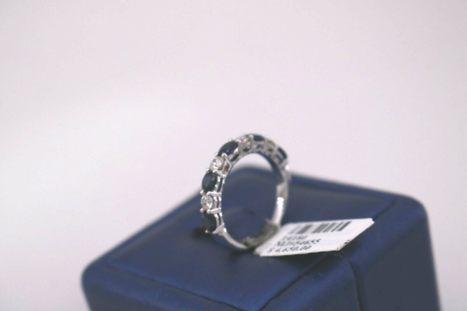 Pre-owned Handmade 14k White Gold 1.50 Ct Diamond & Sapphire Ladies Band, S14180