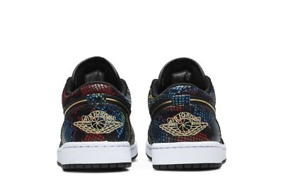Pre-owned Jordan Air  Air  1 Low 'multi Snakeskin' Cw5580-001 Women's Shoes In Black/metallic Gold/multi/white