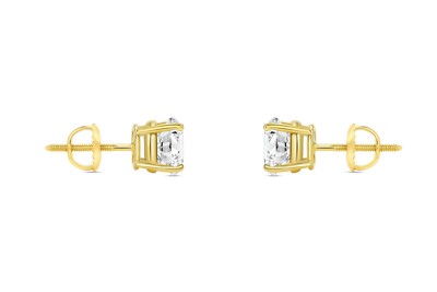 Pre-owned Shine Brite With A Diamond 1.75 Ct Round Cut Earrings Studs Solid Real 18k Yellow Gold Screw Back Basket In White/colorless