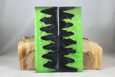 LIME GREEN BLACK PEARL CUSTOM COMPOSITE KNIFE HANDLE MATERIAL BLANK SCALES (202)