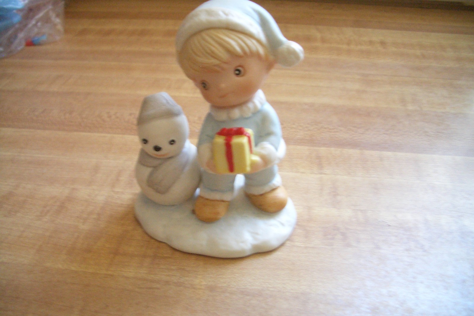 VTG Homco Set 3 Children Figurines 5613 Snowman / Christmas Tree / Bag of Toys