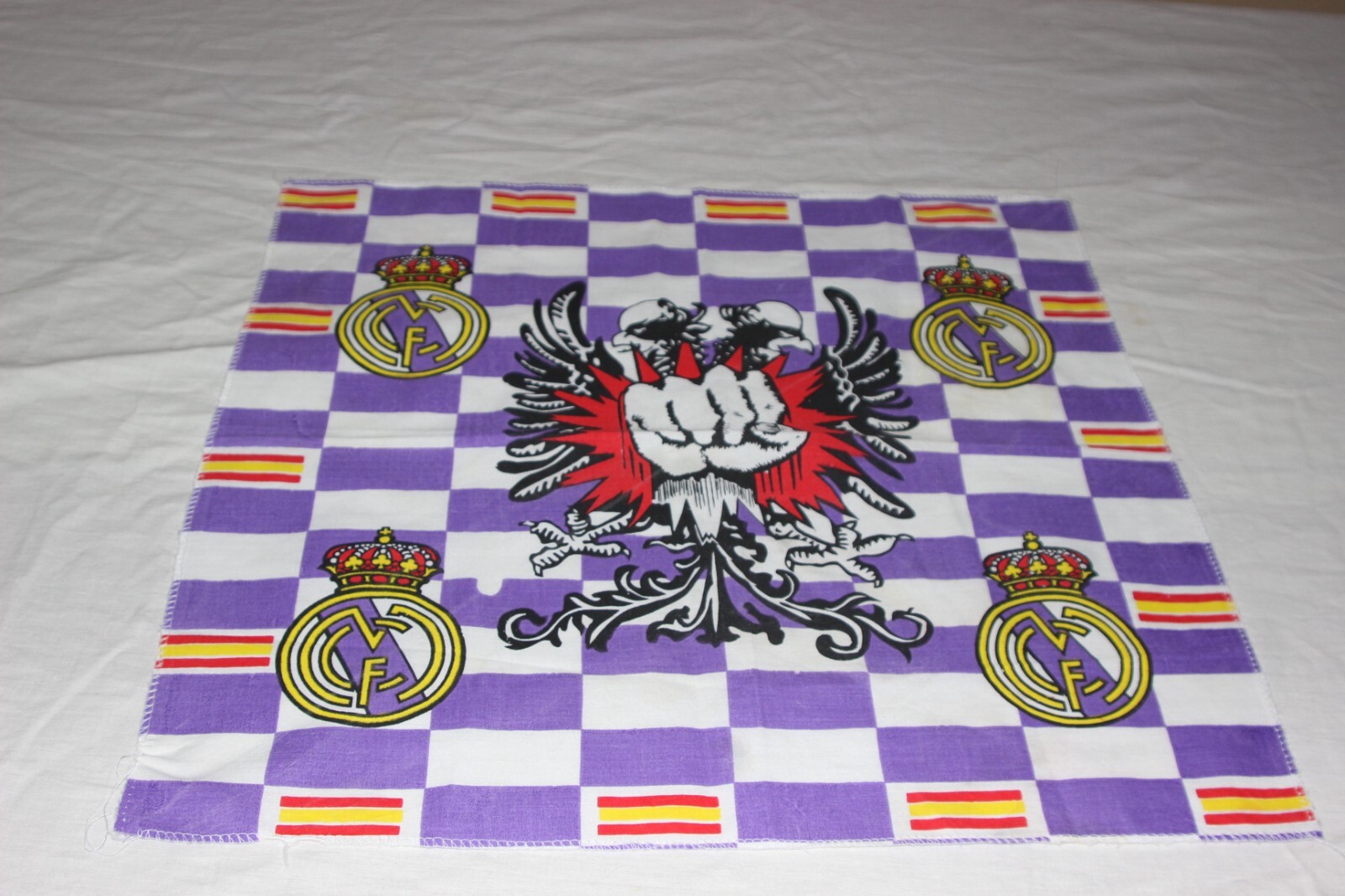 【vintage Real Madrid football scarf】 Vintage Real Madrid FC Football Club Scarf Blue/White Yellow