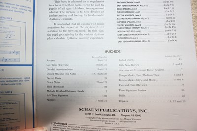 5 UNUSED SCHAUM PIANO BOOKS LEVEL 3 FINGERPOWER, RHYTHM, DUETS, KEYBOARD HARMONY