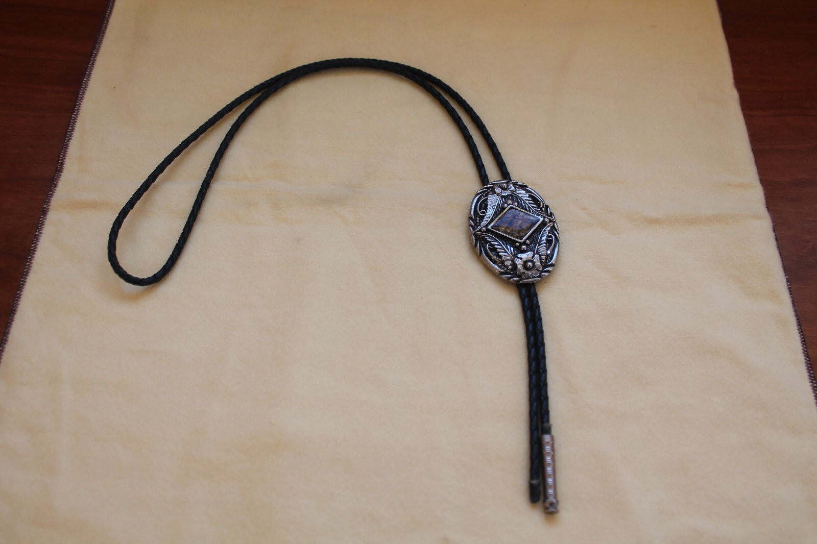 Vintage “SSI” U.S.A. Signed Bolo Tie Oversized with Diamond Shape Center Heavy