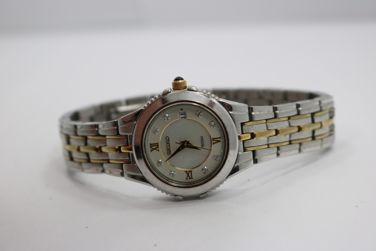 Seiko 7N82-0DH0 Women's MOP Diamond Dial Two Tone Steel Seiko 7N82-0DH0 Women's MOP Diamond Dial Two Tone Steel