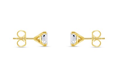 Pre-owned Shine Brite With A Diamond 1.75 Ct Princess Cut Earrings Studs Real Solid 14k Yellow Gold Push Back Martini In White/colorless