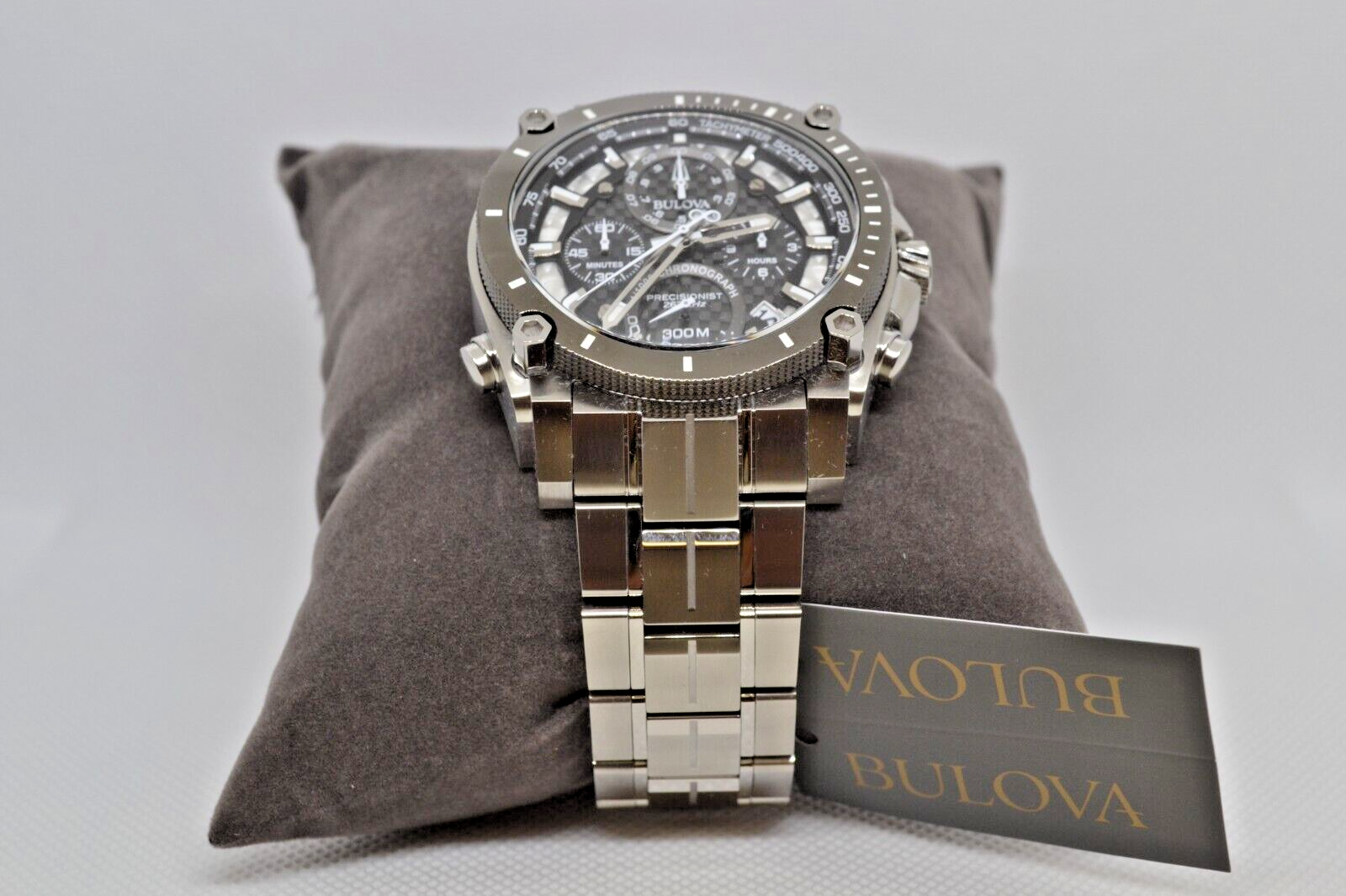 Pre-owned Bulova Precisionist Chronograph Stainless Steel Quartz Men's Watch 98b405 /