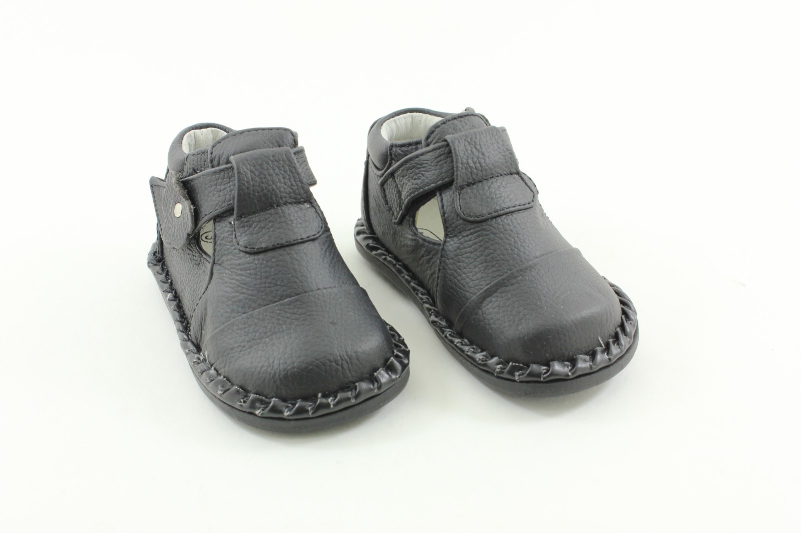 TENDER TOES Toddler Baby Boys Rubber Sole Dress Black Leather Shoes 9508WT