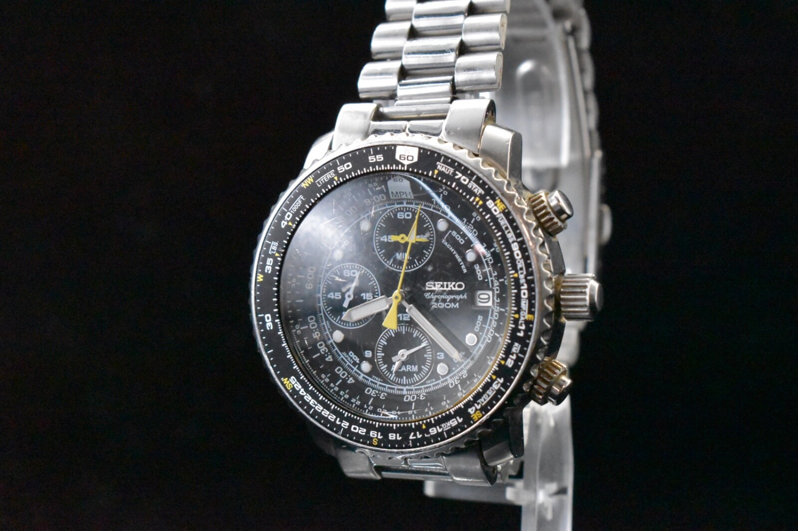 SEIKO パイロット クロノグラフ アラーム 7T62-0EB0 ブラック SEIKO セイコー パイロットアラーム クロノグラフ 7T62-0EB0