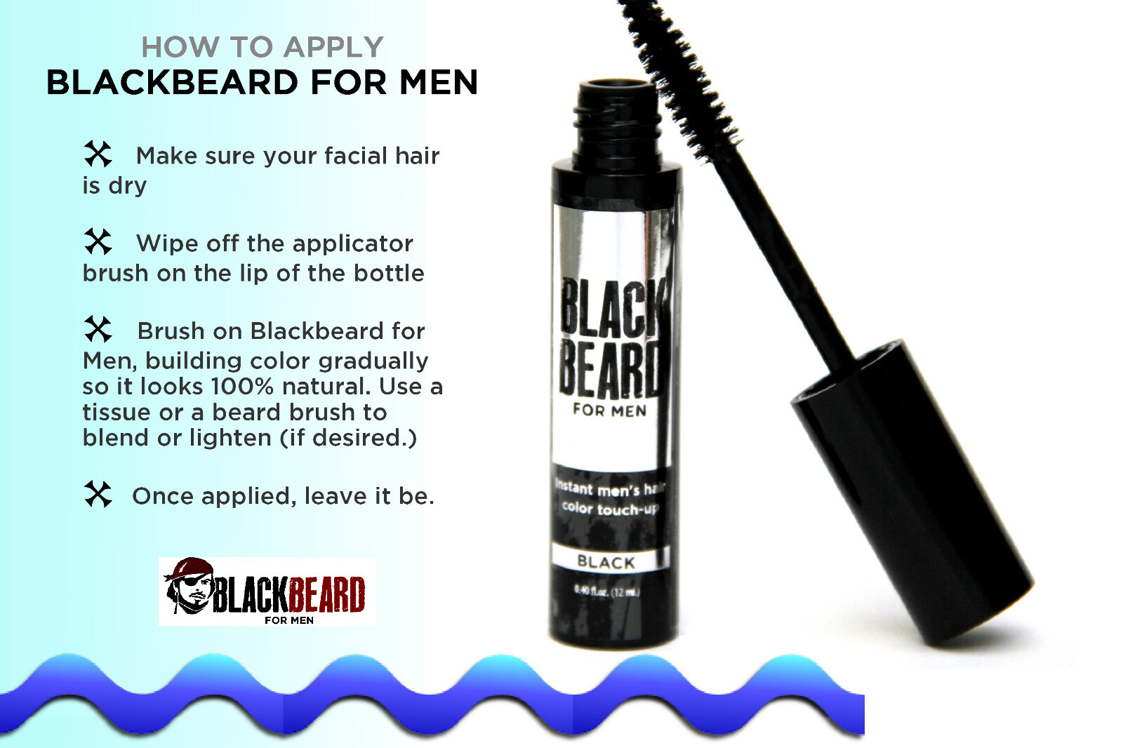 Blackbeard for Men Instant, Brush-On, Hypoallergenic Beard Color - 3-PK