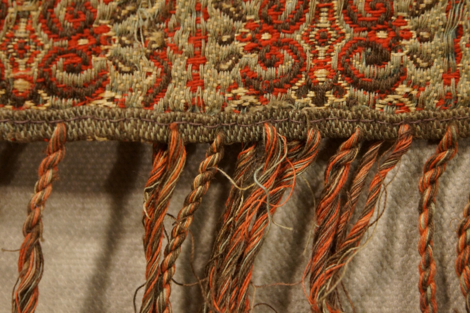 Antique 19th Century Victorian End Table or Accent Tablecloth Jacquard Loomed