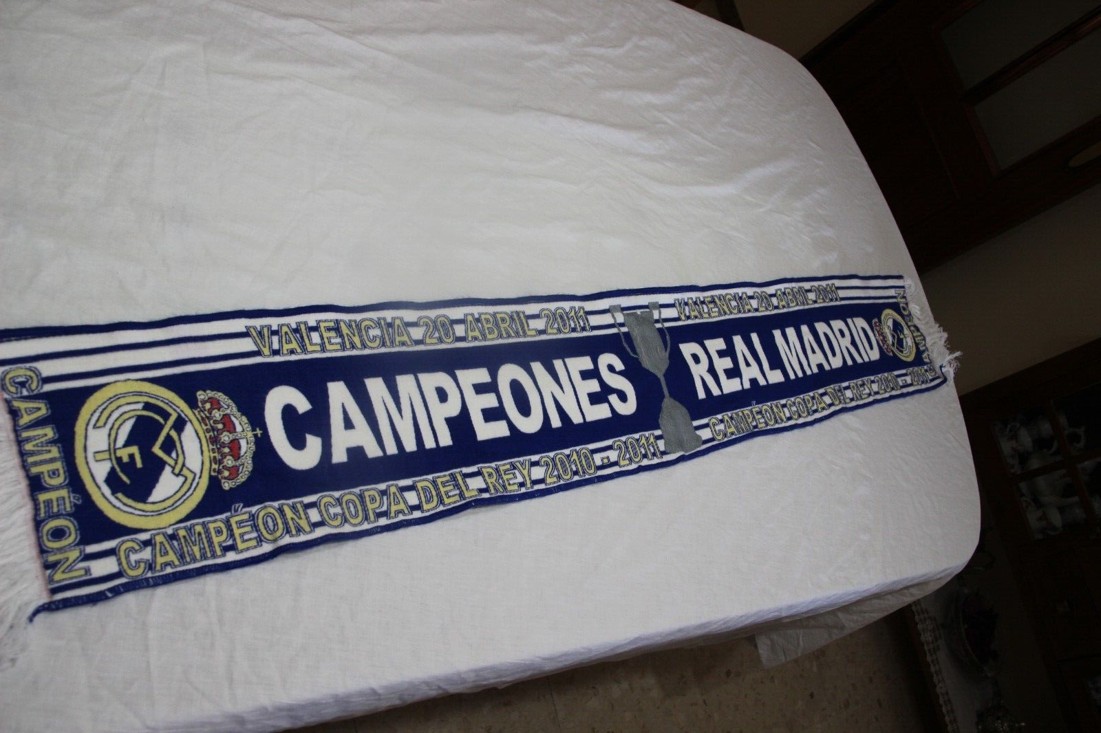 【vintage Real Madrid football scarf】 Vintage Football Scarf Of Real Madrid Champion Of The 7TH