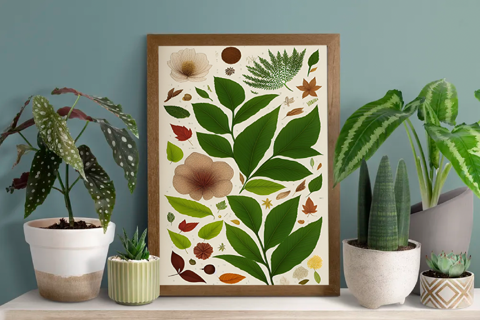 Farmhouse Boho Style Antique Botanical Print Aged Vintage Print Country Floral