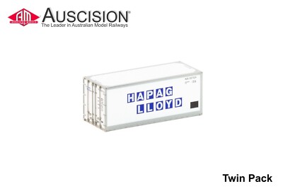 Auscision (CON-172) Hapag-Lloyd V1 20' Container - HO Scale Twin Pack