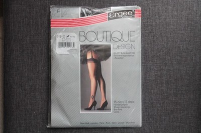 Vintage Ergee Boutique Strümpfe Gr. 10,5-11 Schwarz Goldapplikation Neu OVP