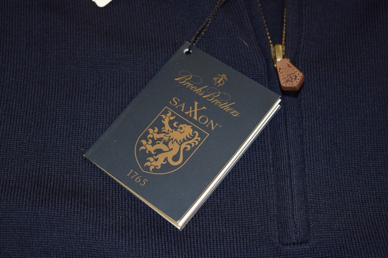 Brooks Brothers Saxxon Wool Half Zip Pullover Sweater Navy NWT