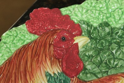 Fitz & Floyd Rooster Coq du Village Vegetables Platter ready to hand on wall too