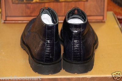 Pre-owned Los Altos Boots Los Altos Genuine Lizard Stingray Navy Blue Men Ankle Boot (ee+) Width Za2068205