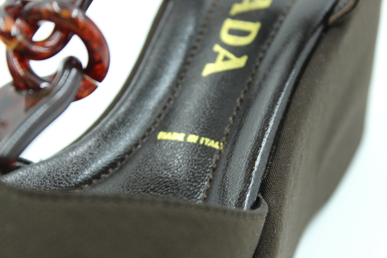 Pre-owned Prada Milano Women's Tess. Tecnico 0387 Brown Wedge Sandals
