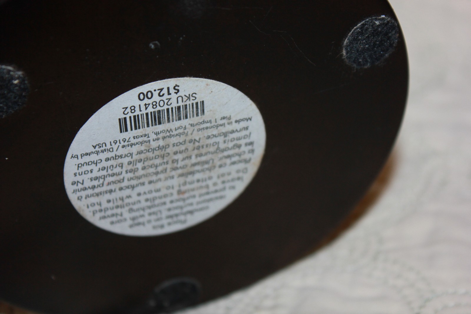 Pier 1 Candle Holder Pillar Christmas  Metal Bird Flower EUC   4.5