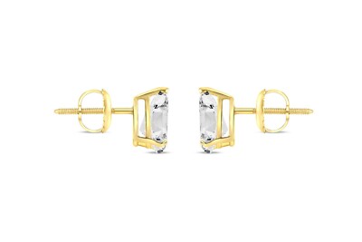 Pre-owned Shine Brite With A Diamond 2 Ct Pear Teardrop Cut Earrings Studs Solid 14k Yellow Gold Screw Back Basket In White/colorless