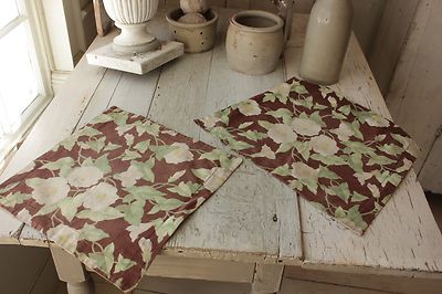 Small Floral Pillow Cases 2 Antique French Fabric Arts & Crafts morning glories