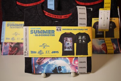 Universal Studios Unisex T-shirt  MED (Jurassic, Jaws, ET, Back To The Future)