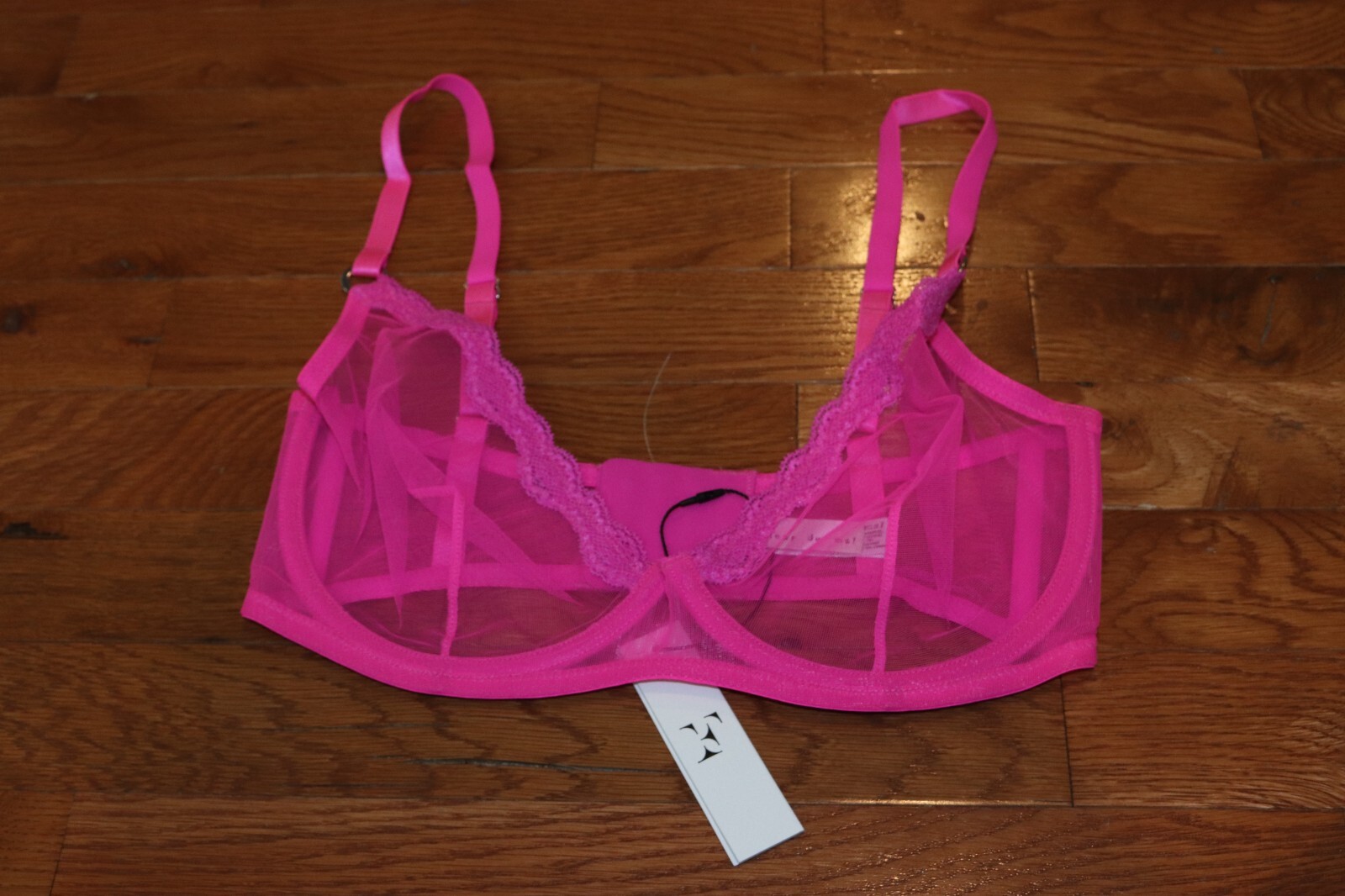 BNWT Fleur Du Mal Sheer Tulle Demi Bra Size 32G MSRP $88