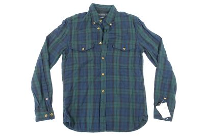 FRENCH CONNECTION PLAID CHECK GREEN BLUE SMALL REGULAR BUTTON FRONT SHIRT NWT