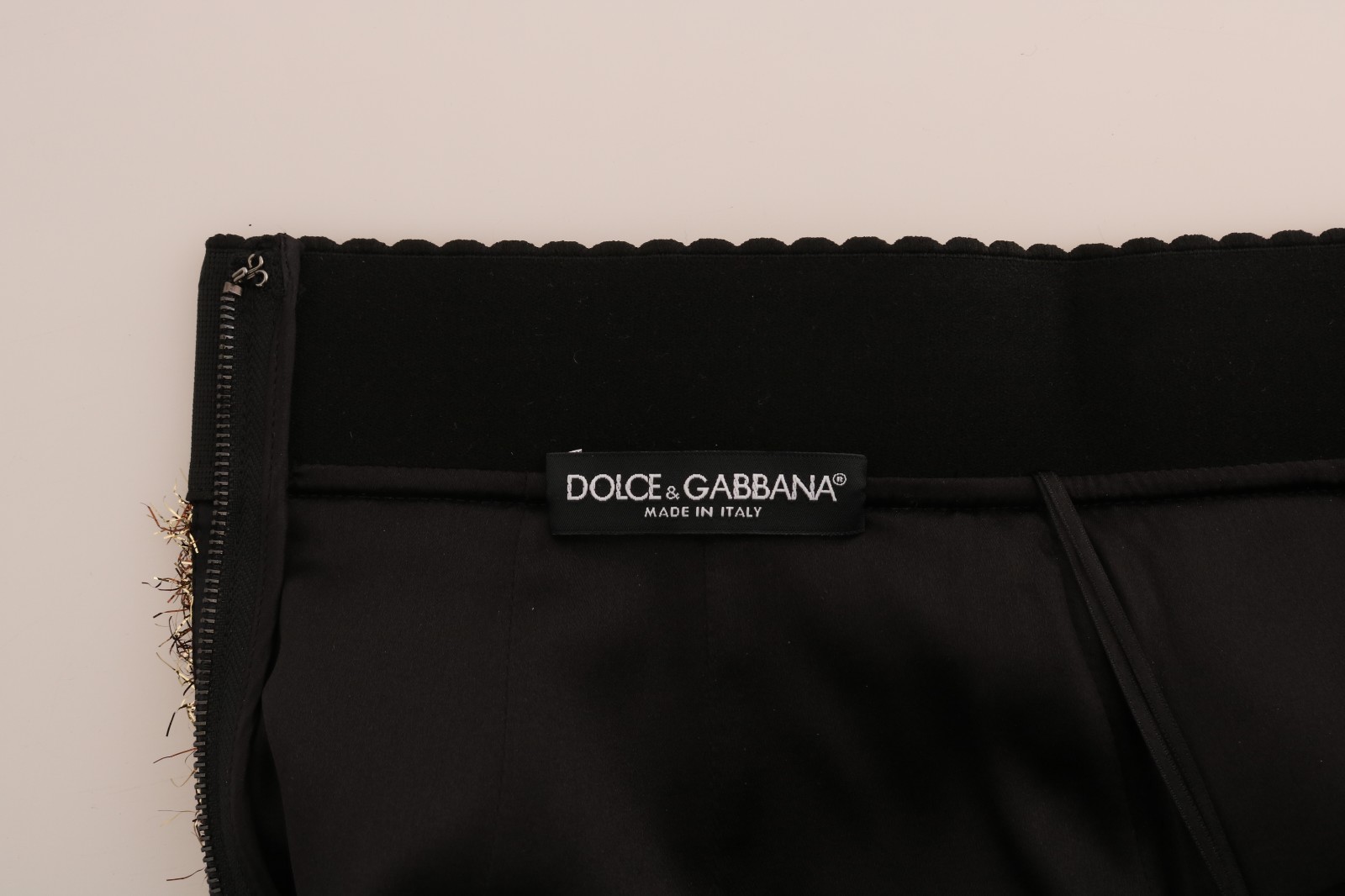 Pre-owned Dolce & Gabbana Skirt Straight Gold Black Short Mini S. It38 /us4 / Xs Rrp $1000