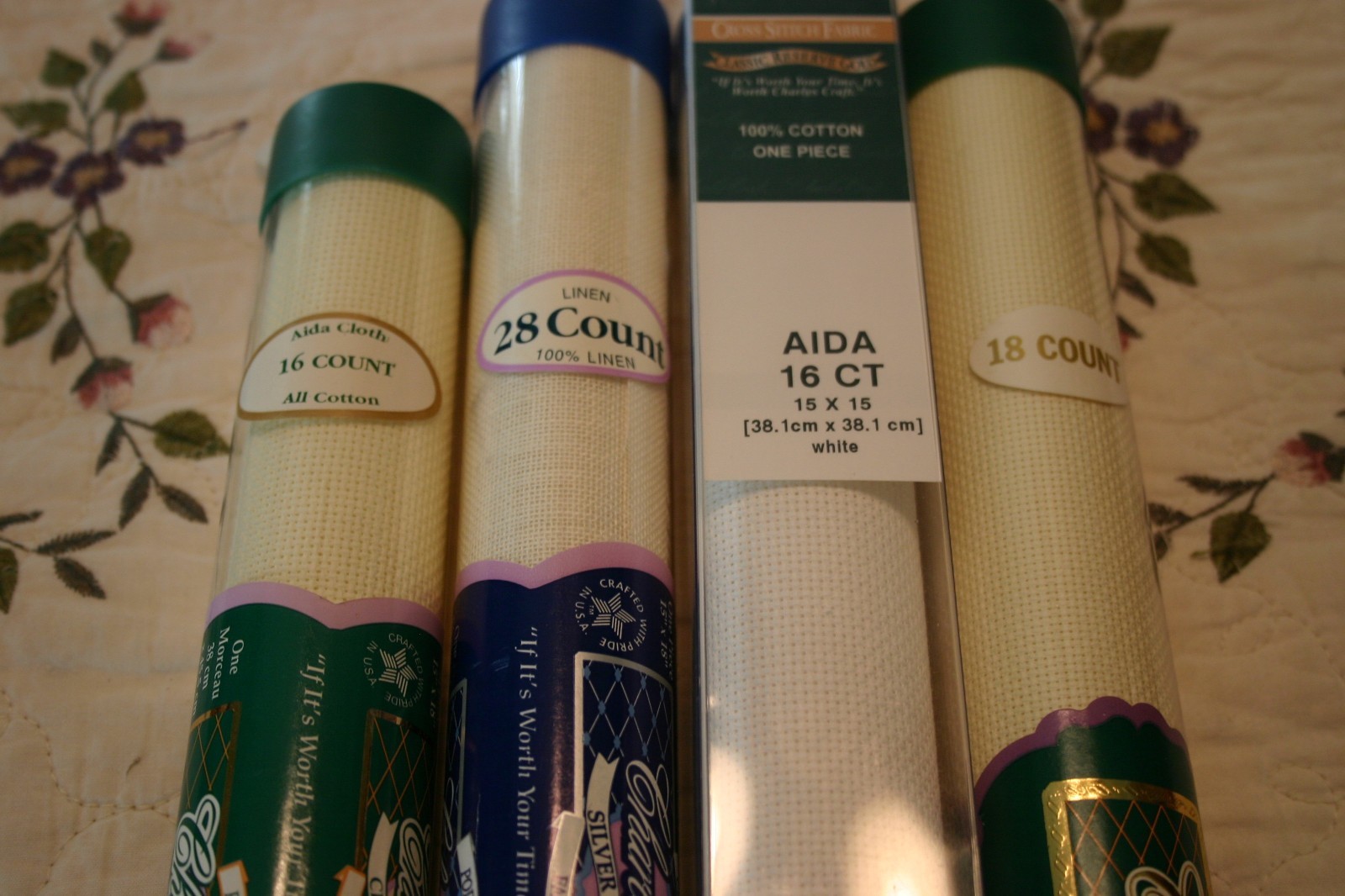 Lot of 4 Charles Craft Cross Stitch Fabric Rolls