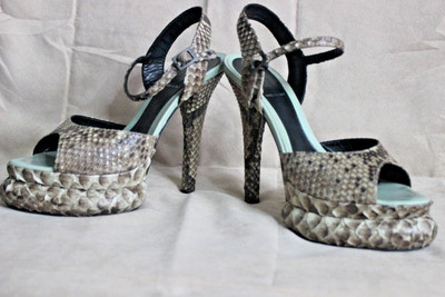 Fendi Python Snake Platform Heels Size 36 US 6 Brown Tan with Box