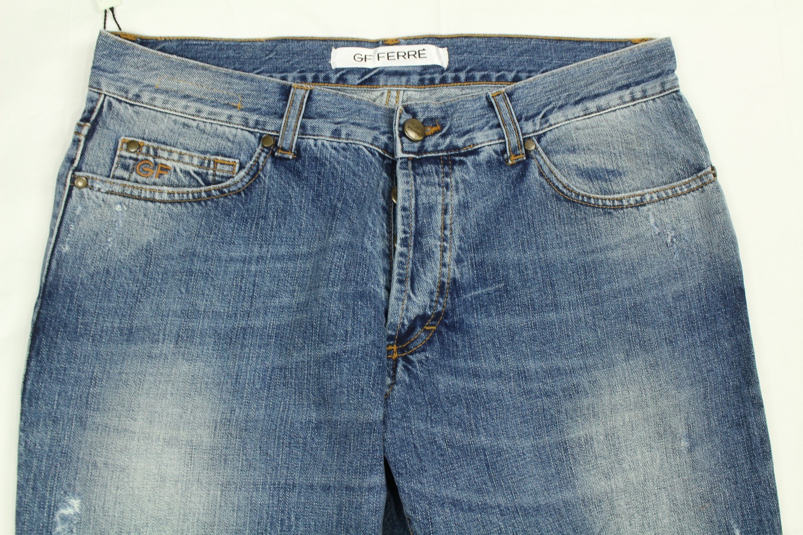 Gianfranco Ferre Jeans トップス Gianfranco GF FERRE Men's Jeans Straight Distressed Button
