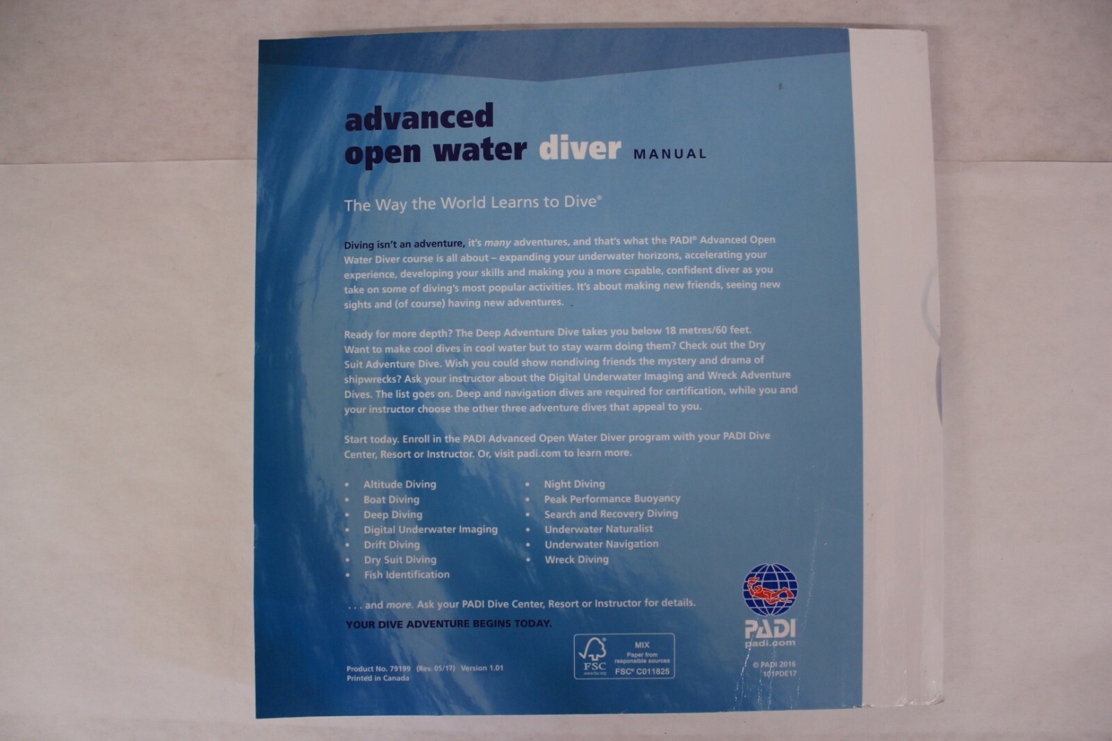 PADI- Advanced Open Water Diver Manual - English 327 Pgs