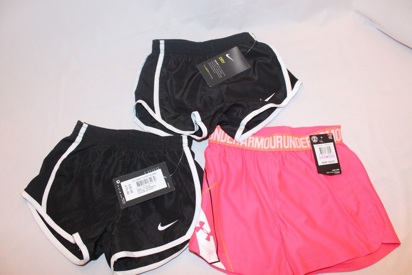** New ** Nike & Under Armour Girl's dry-fit shorts New with tags