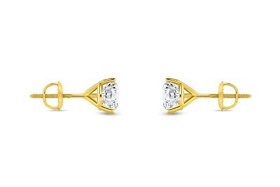 Pre-owned Shine Brite With A Diamond 1.50 Ct Round Cut Earrings Studs Solid 18k Yellow Gold Screw Back Martini In White/colorless